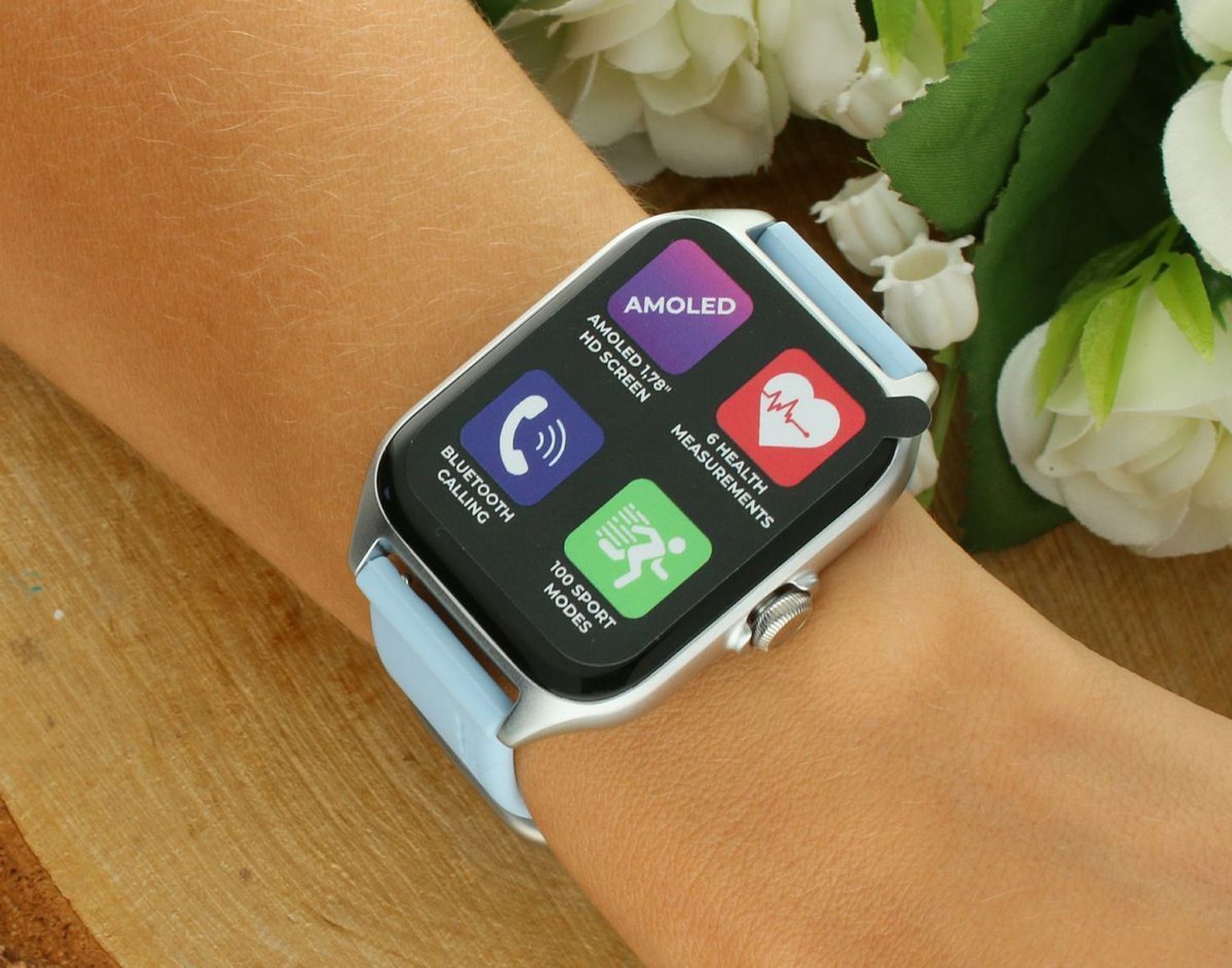 Smartwatch Garett GRC Activity 2 błękitny matowy + srebrna bransoleta. Smartwatch Garett. Smartwatch Garett na bransolecie. Smartwatch Garett w niebieskim kolorze. Smartwatch Garett na prezent (4).jpg